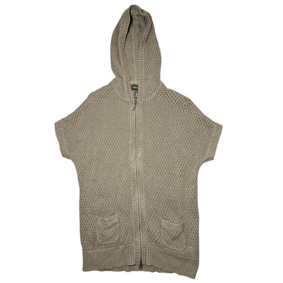 Eddie Bauer Sweaters - Vintage Eddie Bauer Women’s M Hooded Open Knit Zip Front Sweater Vest Cardigan